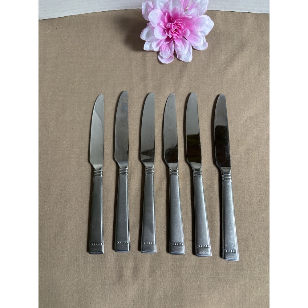 Towle Wallace Leah Frost Stainless Flatware Knives Set Of 6 - 9 1/2" Dots